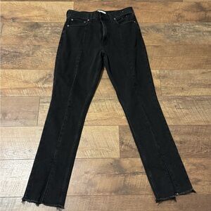 Abercrombie & Fitch Women's Black Skinny High Rise Jean Split Hem